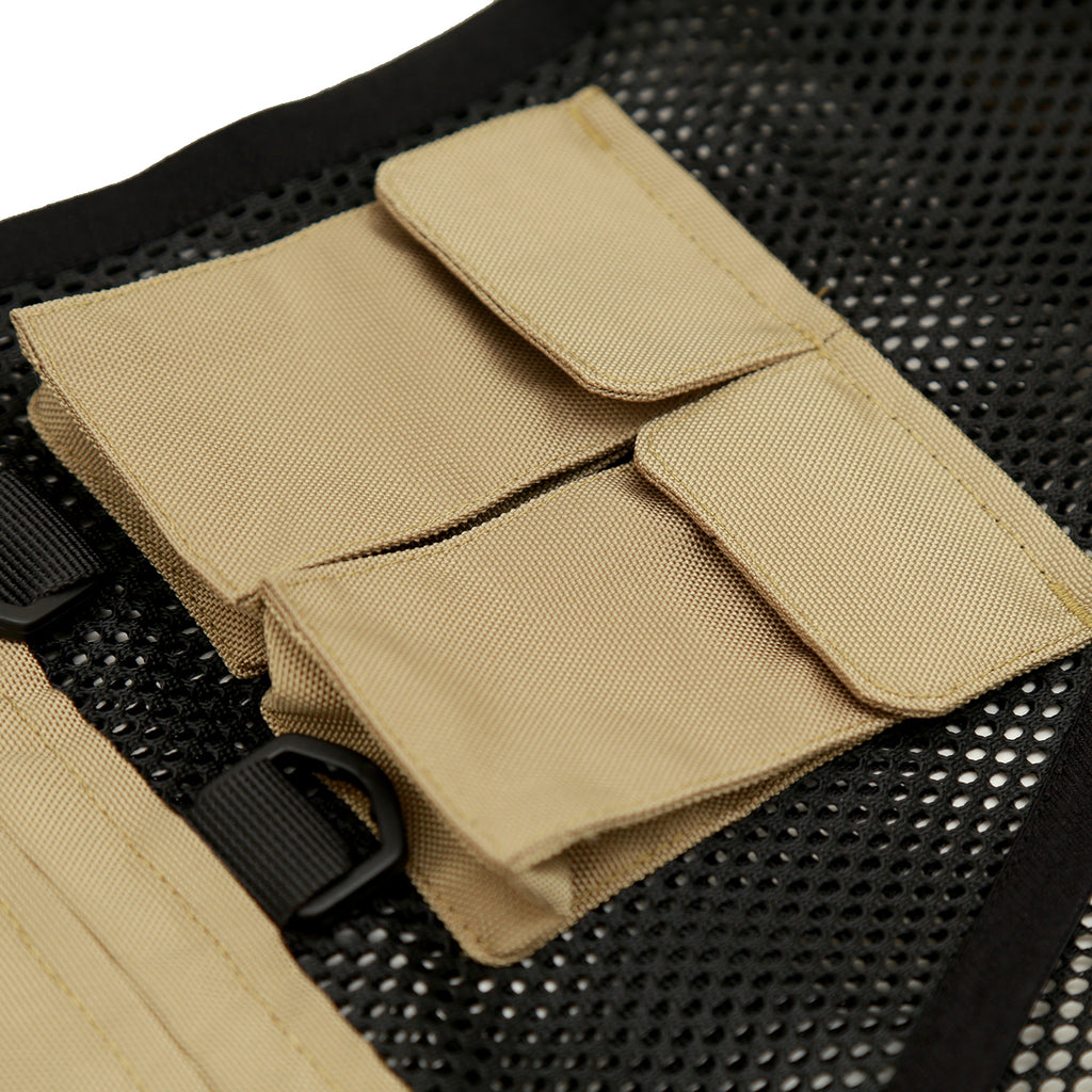 Avaider Mens Streetwear Flynn Utility Vest Sand Detail
