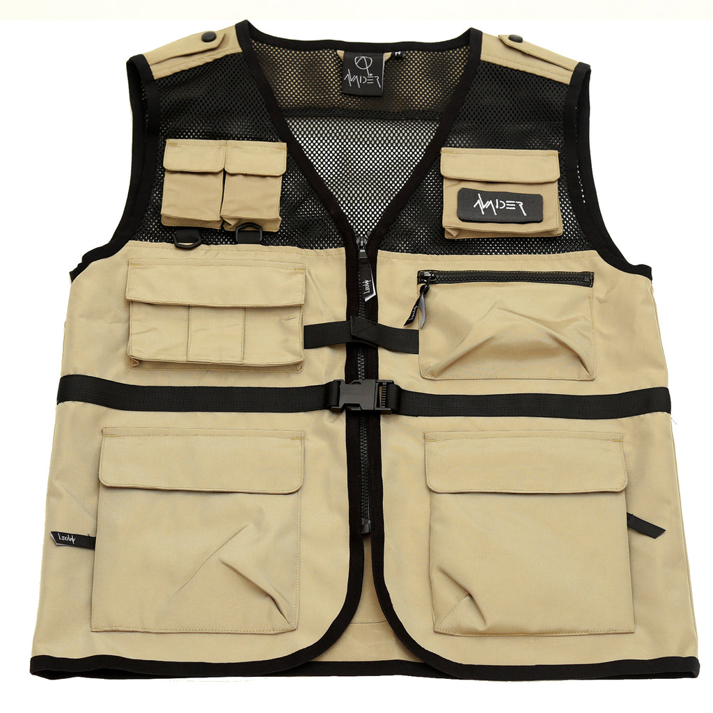 Avaider Mens Streetwear Flynn Utility Vest Sand Front