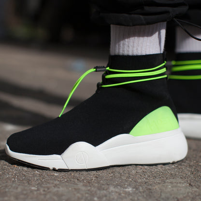 ELLIPSIS SOCK TRAINER IN BLACK, NEON AND WHITE