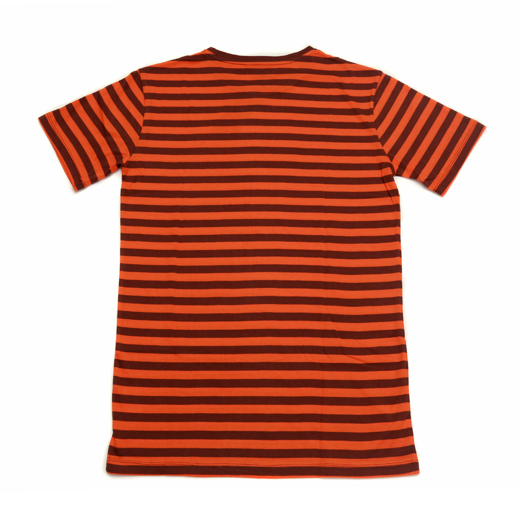 Isherwood striped crew neck t-shirt in brown and orange