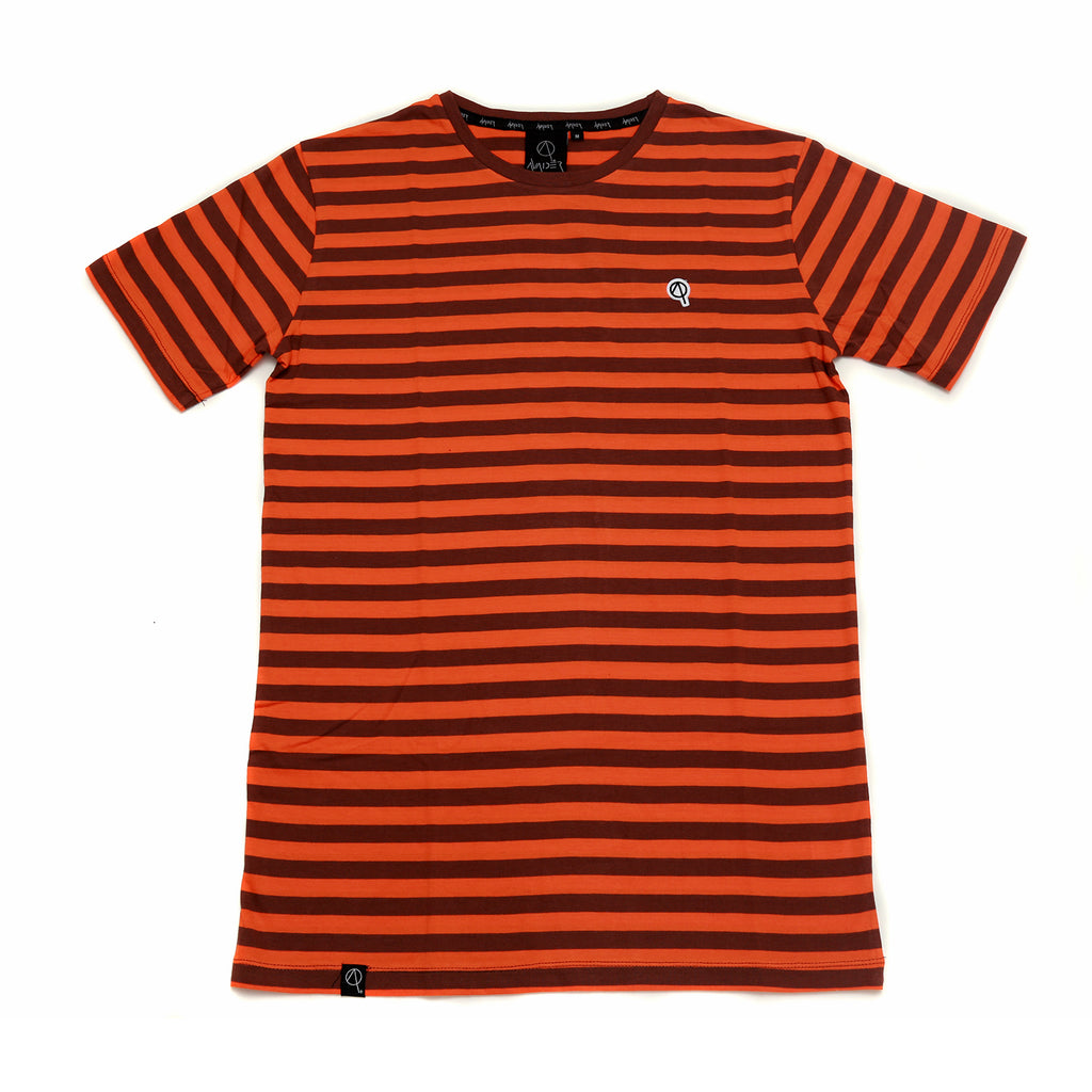 Isherwood striped crew neck t-shirt in brown and orange