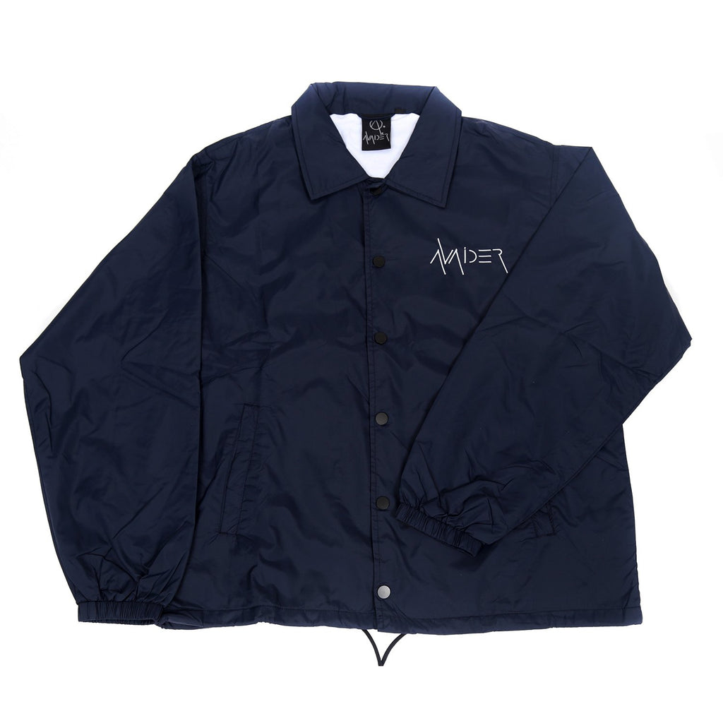 Rewind back print coach jacket in navy